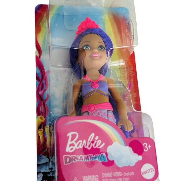 Barbie Dreamtopia Mini Mermaid Colorful Doll Chelsea Girl with Pink Crown 4" - Picture 1 of 7
